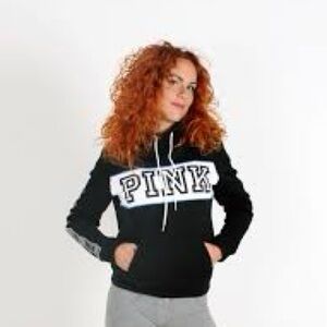 PINK Victoria's Secret Black Sweatshirt with Logo Sz S